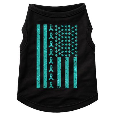 American Flag Ovarian Cancer Awareness Ribbon Doggie Tank