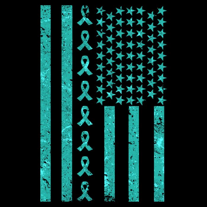 American Flag Ovarian Cancer Awareness Ribbon Cooling Performance Crew T-Shirt