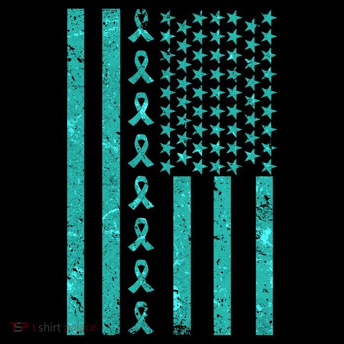 American Flag Ovarian Cancer Awareness Ribbon Bucket Hat