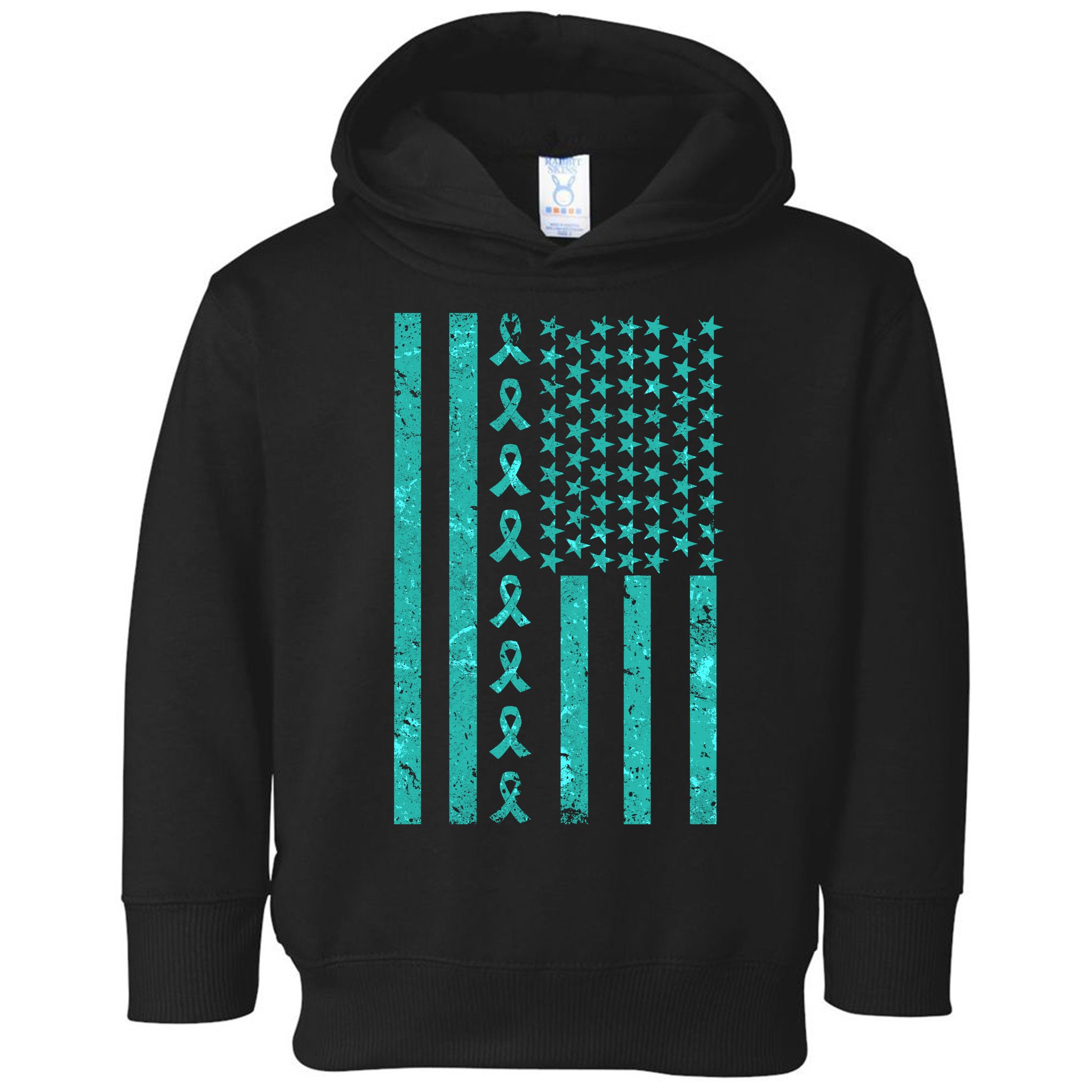 American Flag Ovarian Cancer Awareness Ribbon Toddler Hoodie
