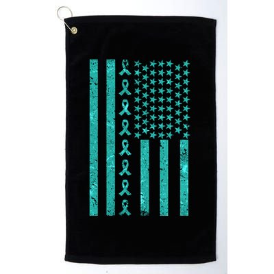 American Flag Ovarian Cancer Awareness Ribbon Golf Towel