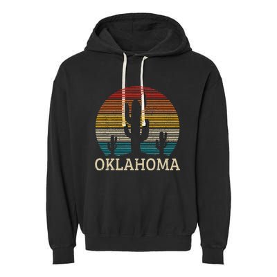 Oklahoma Vintage Cactus Desert Souvenir Gift Garment-Dyed Fleece Hoodie