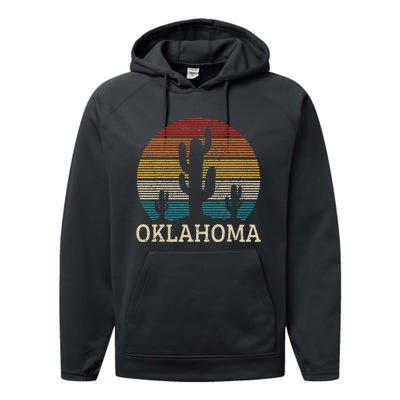 Oklahoma Vintage Cactus Desert Souvenir Gift Performance Fleece Hoodie