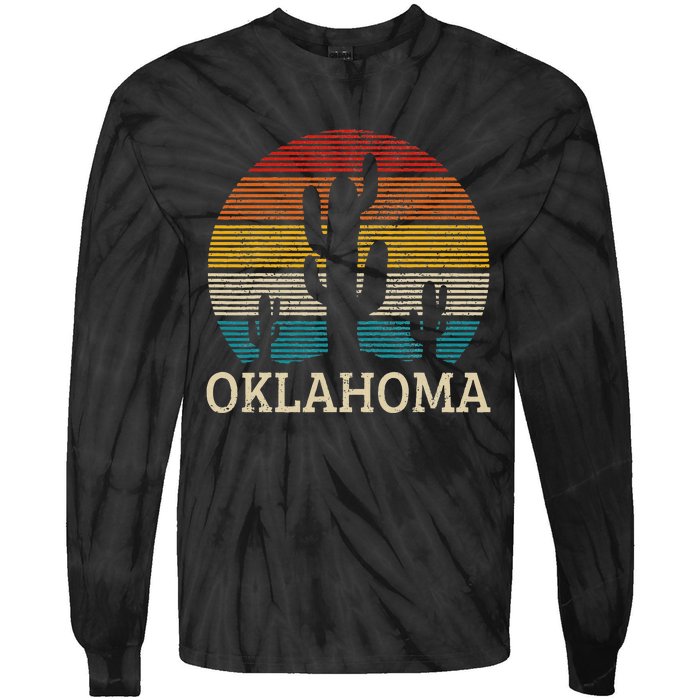 Oklahoma Vintage Cactus Desert Souvenir Gift Tie-Dye Long Sleeve Shirt