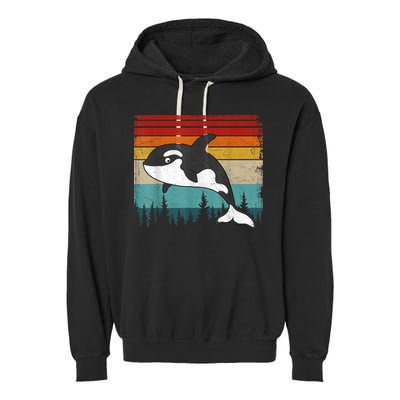 Orca Vintage Distressed Retro Style Cool Orca Garment-Dyed Fleece Hoodie