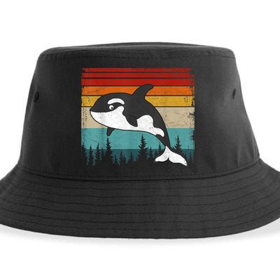 Orca Vintage Distressed Retro Style Cool Orca Sustainable Bucket Hat