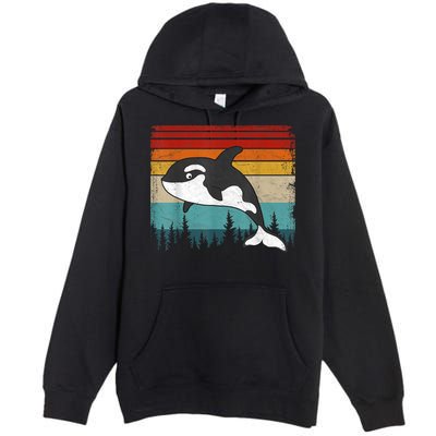 Orca Vintage Distressed Retro Style Cool Orca Premium Pullover Hoodie