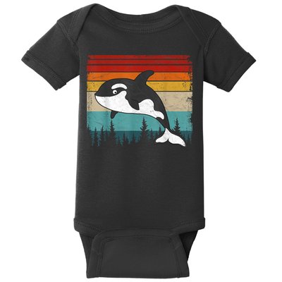 Orca Vintage Distressed Retro Style Cool Orca Baby Bodysuit