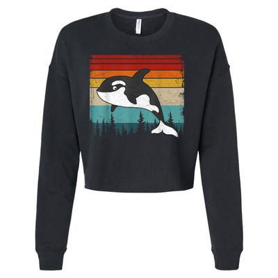 Orca Vintage Distressed Retro Style Cool Orca Cropped Pullover Crew