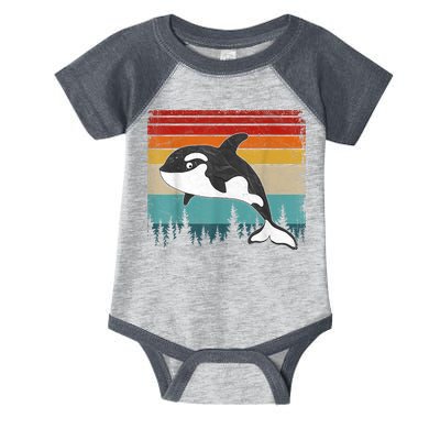 Orca Vintage Distressed Retro Style Cool Orca Infant Baby Jersey Bodysuit