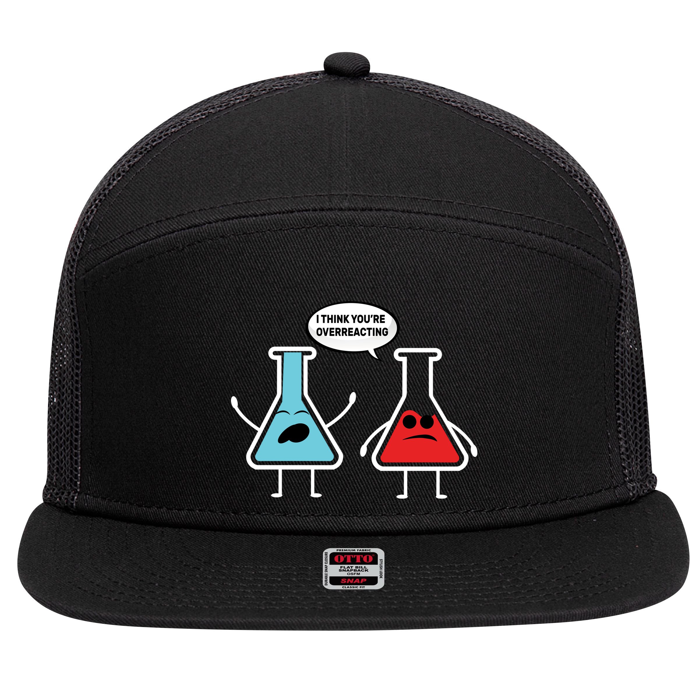 Overreacting 7 Panel Mesh Trucker Snapback Hat