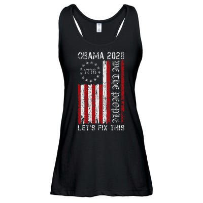 Obama Vintage Flag Retro Patriotic 2028 Political Protest Ladies Essential Flowy Tank