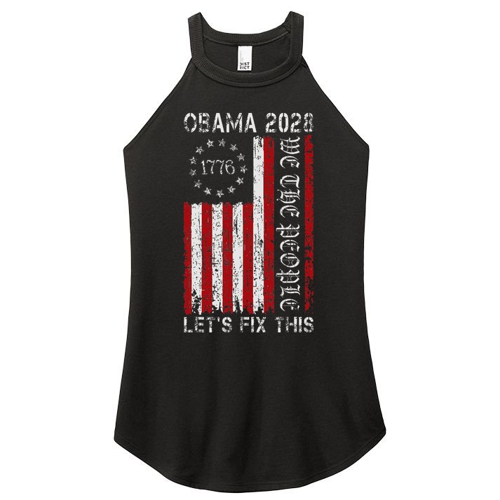Obama Vintage Flag Retro Patriotic 2028 Political Protest Women's Perfect Tri Rocker Tank