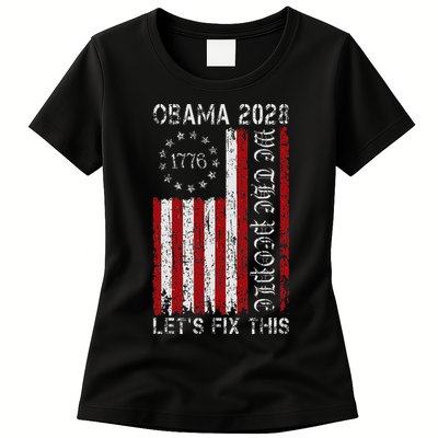 Obama Vintage Flag Retro Patriotic 2028 Political Protest Womens T-Shirt