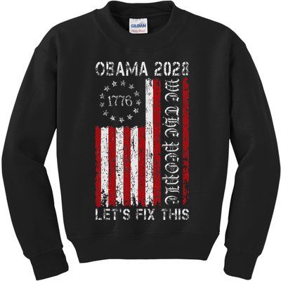 Obama Vintage Flag Retro Patriotic 2028 Political Protest Kids Sweatshirt