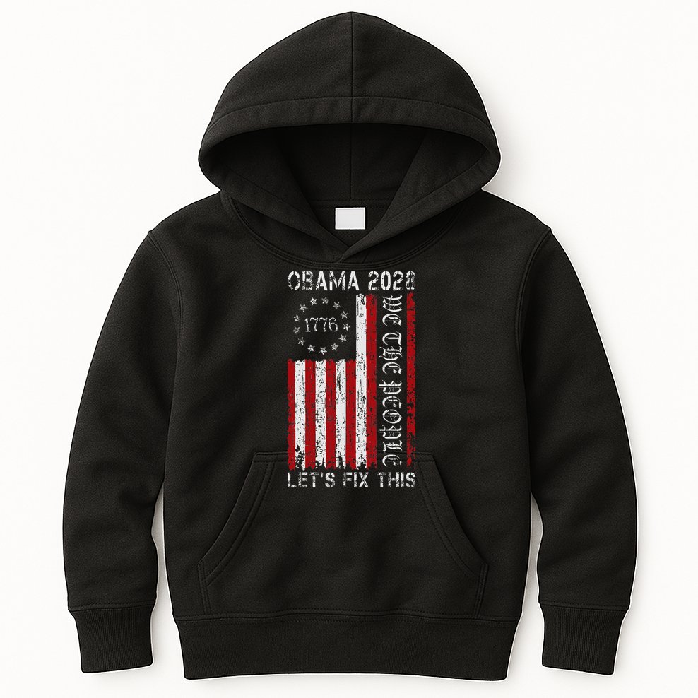 Obama Vintage Flag Retro Patriotic 2028 Political Protest Kids Hoodie