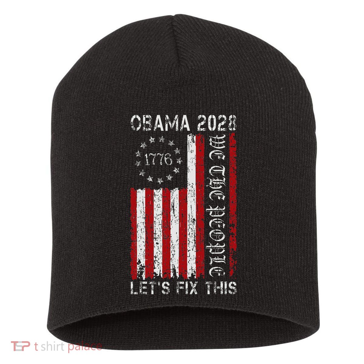 Obama Vintage Flag Retro Patriotic 2028 Political Protest Short Acrylic Beanie