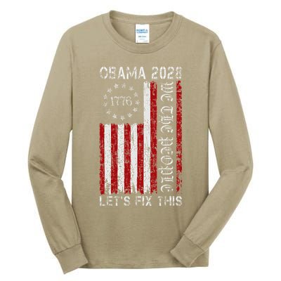 Obama Vintage Flag Retro Patriotic 2028 Political Protest Tall Long Sleeve T-Shirt