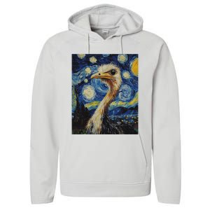 Ostrich Van Gogh Style Starry Night Performance Fleece Hoodie