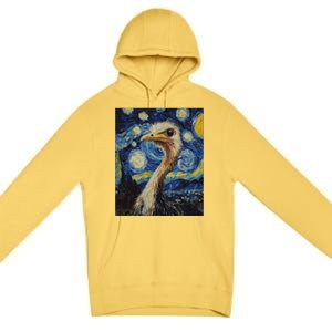 Ostrich Van Gogh Style Starry Night Premium Pullover Hoodie