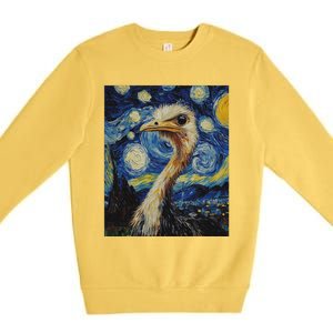 Ostrich Van Gogh Style Starry Night Premium Crewneck Sweatshirt