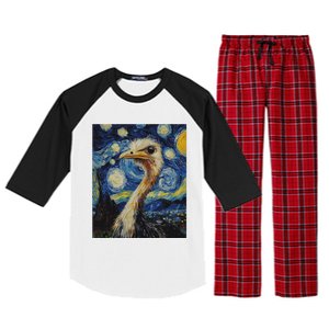 Ostrich Van Gogh Style Starry Night Raglan Sleeve Pajama Set