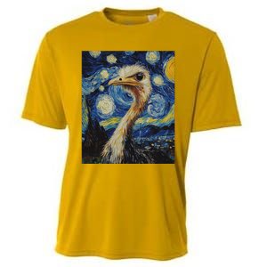 Ostrich Van Gogh Style Starry Night Cooling Performance Crew T-Shirt