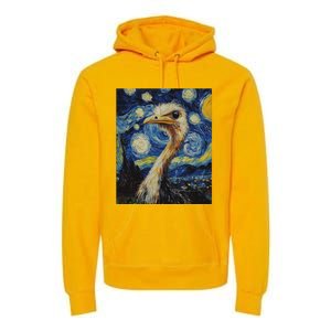 Ostrich Van Gogh Style Starry Night Premium Hoodie