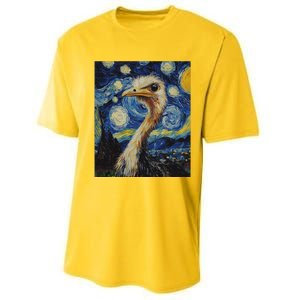 Ostrich Van Gogh Style Starry Night Performance Sprint T-Shirt