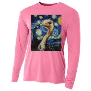 Ostrich Van Gogh Style Starry Night Cooling Performance Long Sleeve Crew