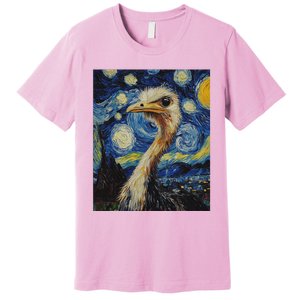 Ostrich Van Gogh Style Starry Night Premium T-Shirt