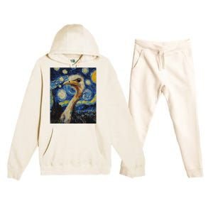 Ostrich Van Gogh Style Starry Night Premium Hooded Sweatsuit Set