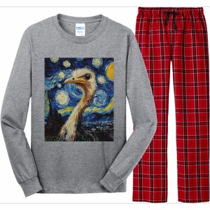 Ostrich Van Gogh Style Starry Night Long Sleeve Pajama Set