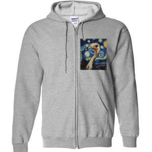 Ostrich Van Gogh Style Starry Night Full Zip Hoodie