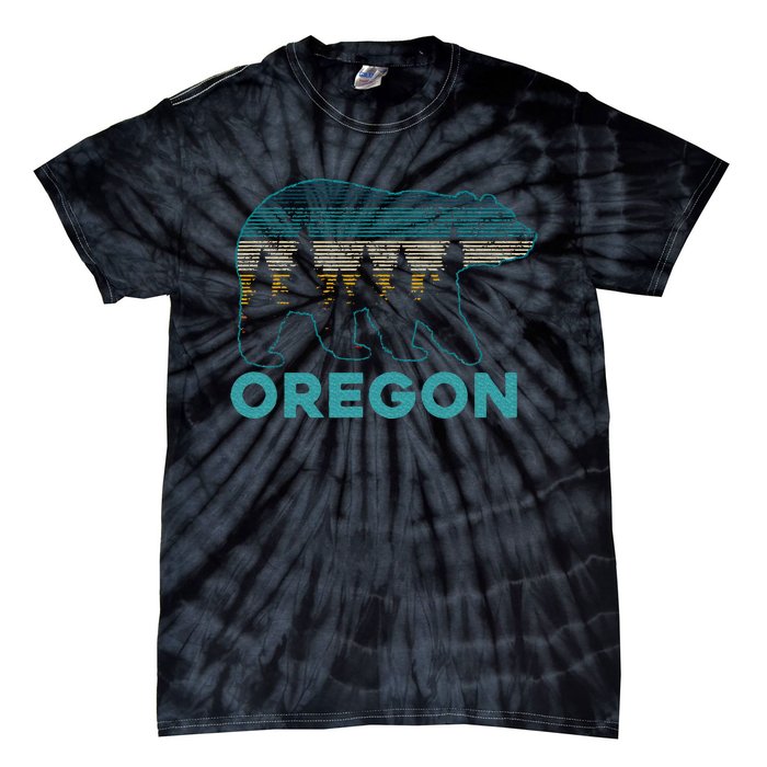 Oregon Vintage Grizzly Bear Nature Hiking Souvenir Tie-Dye T-Shirt