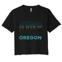 Oregon Vintage Grizzly Bear Nature Hiking Souvenir Women's Crop Top Tee