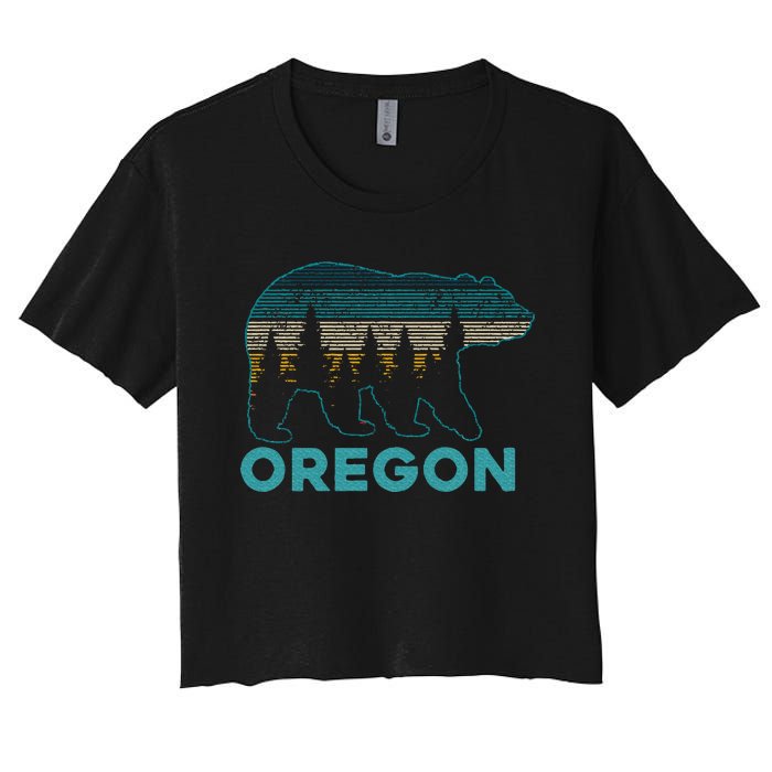 Oregon Vintage Grizzly Bear Nature Hiking Souvenir Women's Crop Top Tee