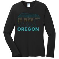 Oregon Vintage Grizzly Bear Nature Hiking Souvenir Ladies Long Sleeve Shirt