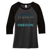 Oregon Vintage Grizzly Bear Nature Hiking Souvenir Women's Tri-Blend 3/4-Sleeve Raglan Shirt