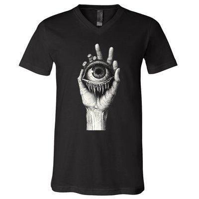 Obscure Visions Goth Alt Macabre Creepy V-Neck T-Shirt