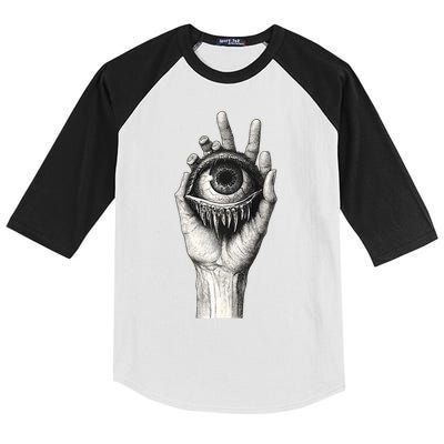 Obscure Visions Goth Alt Macabre Creepy Kids Colorblock Raglan Jersey