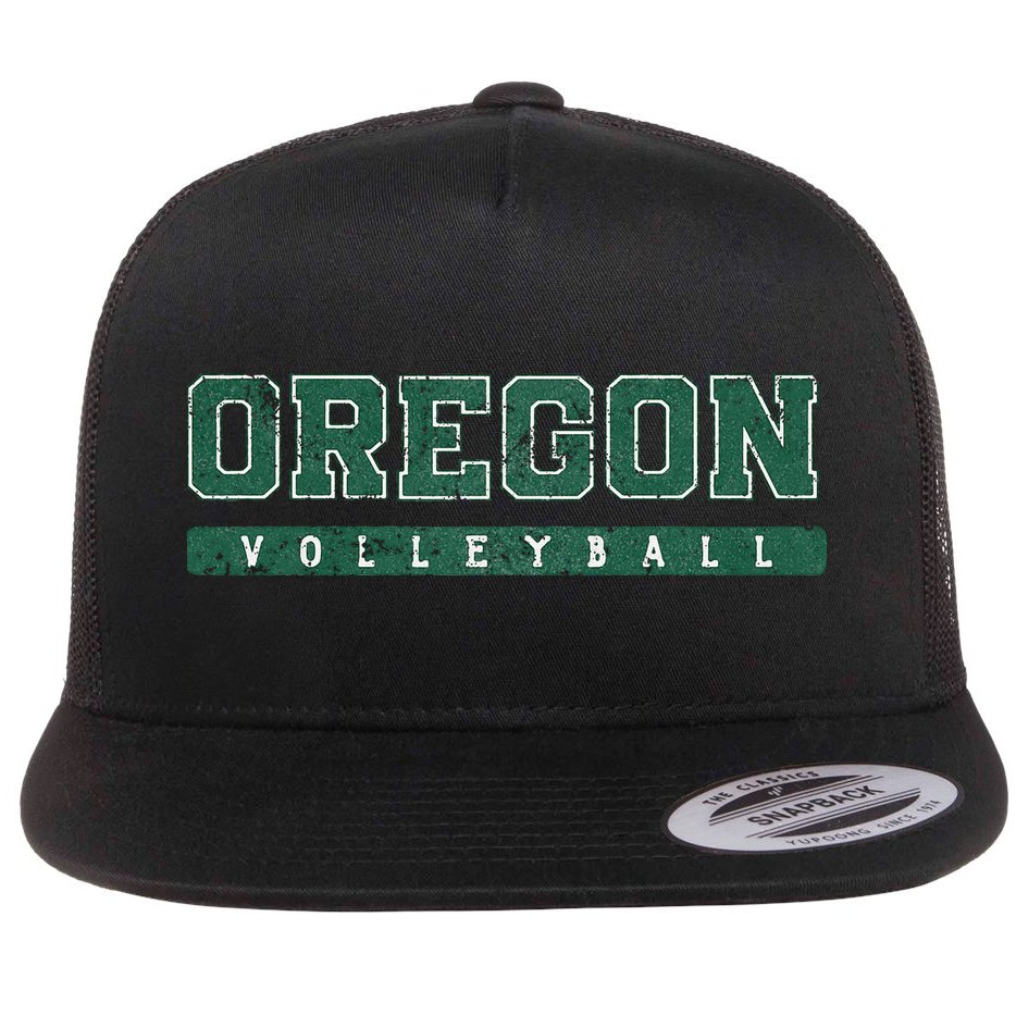 Oregon Volleyball Green Vintage Flat Bill Trucker Hat