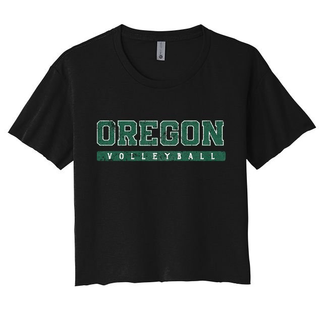 Oregon Volleyball Green Vintage Women's Crop Top Tee