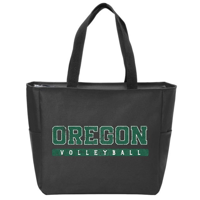 Oregon Volleyball Green Vintage Zip Tote Bag