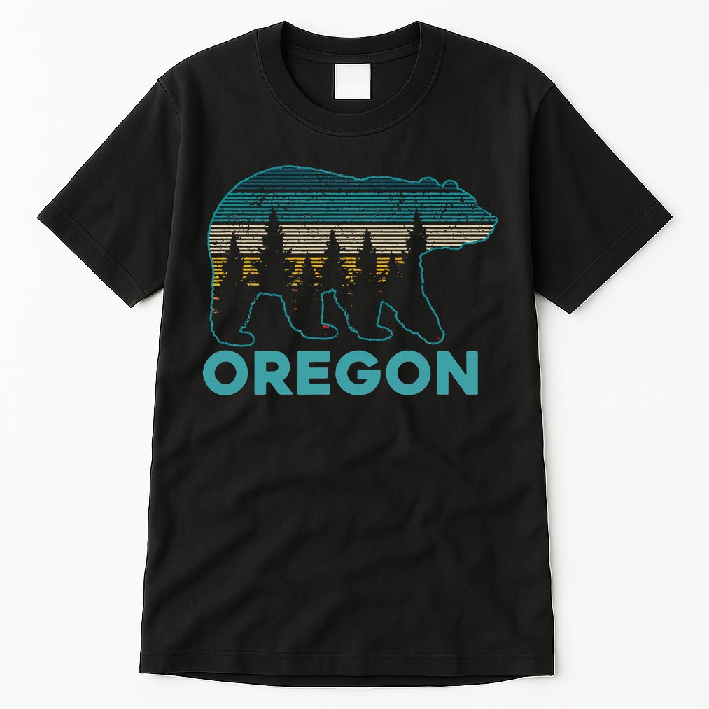 Oregon Vintage Grizzly Bear Nature Hiking Souvenir Tall T-Shirt