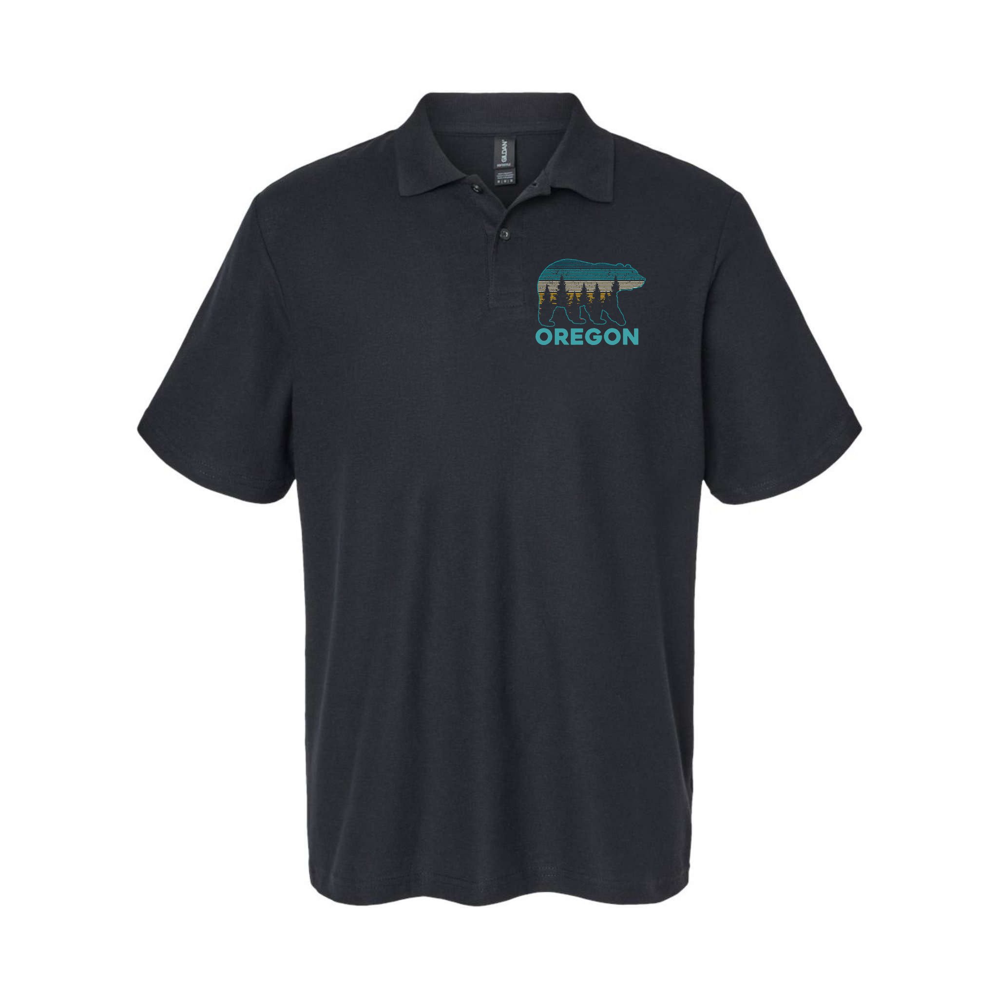 Oregon Vintage Grizzly Bear Nature Hiking Souvenir Polo