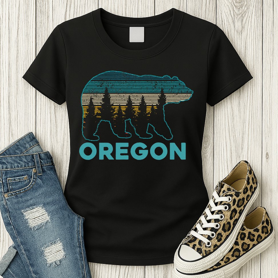 Oregon Vintage Grizzly Bear Nature Hiking Souvenir Womens T-Shirt