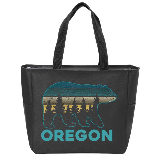Oregon Vintage Grizzly Bear Nature Hiking Souvenir Zip Tote Bag