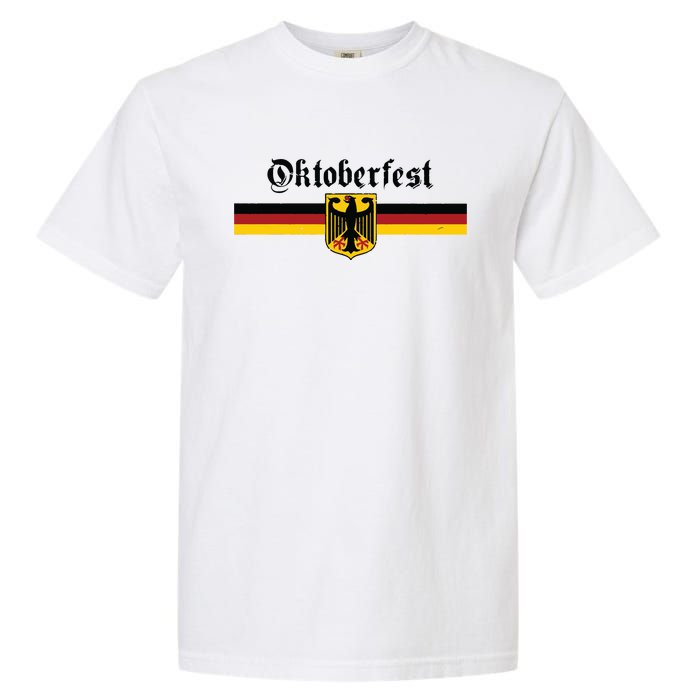 OKTOBERFEST Vintage German Flag Coat Of Arms Banner Crest Garment-Dyed Heavyweight T-Shirt