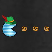Oktoberfest Video Game Eating Pretzels Retro Gamer 7 Panel Mesh Trucker Snapback Hat